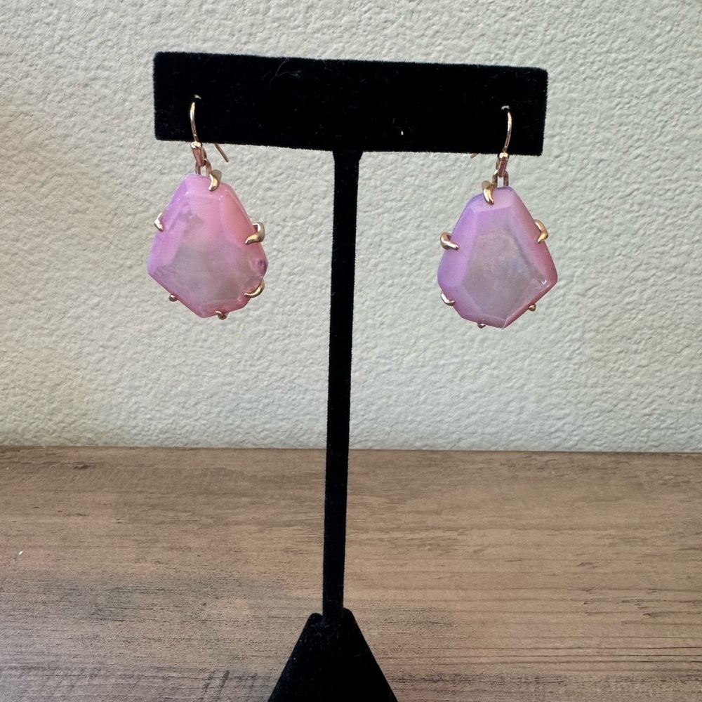 Kendra Scott Rosenell Lilac earrings with rose gold